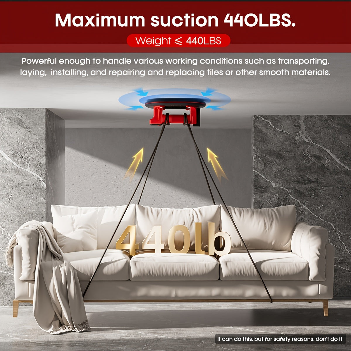 440 LBS Heavy Duty Electric Suction Cup Lifter