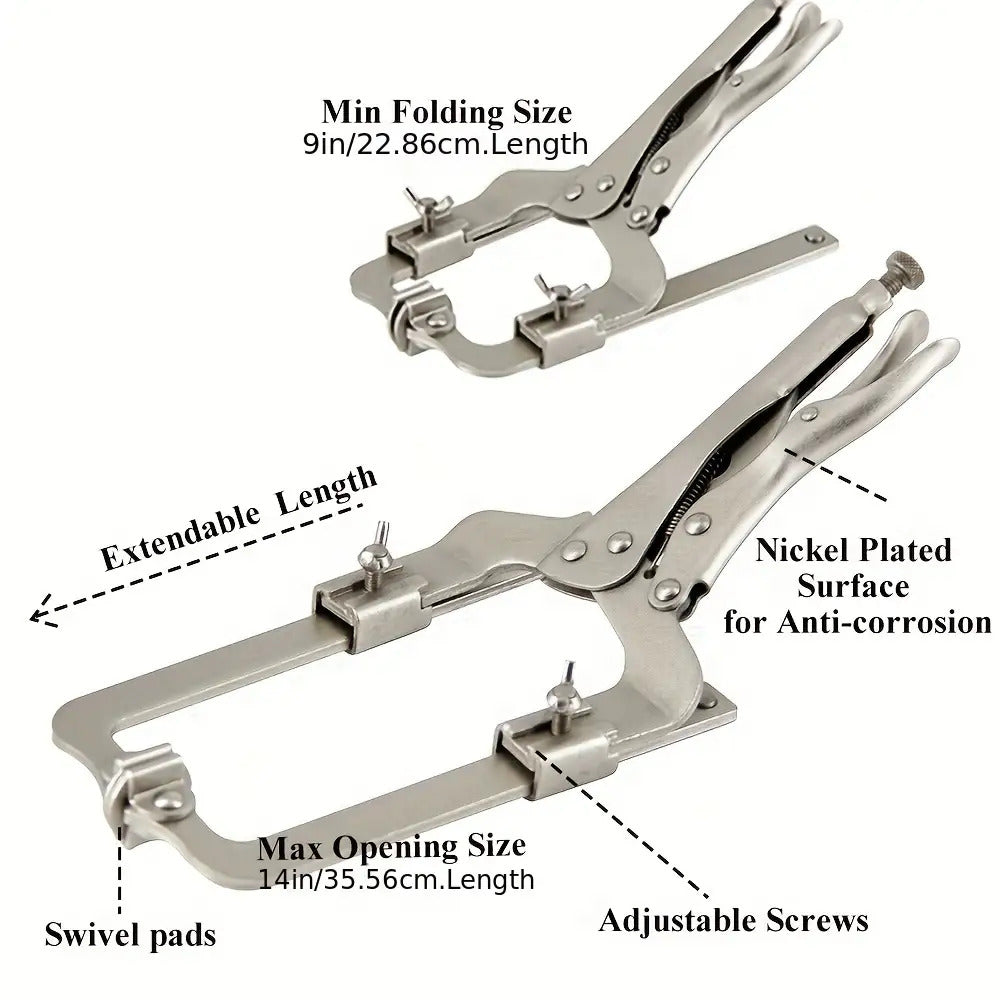 1pc Heavy-Duty Adjustable Locking Telescopic Slide Welding C-Clamp