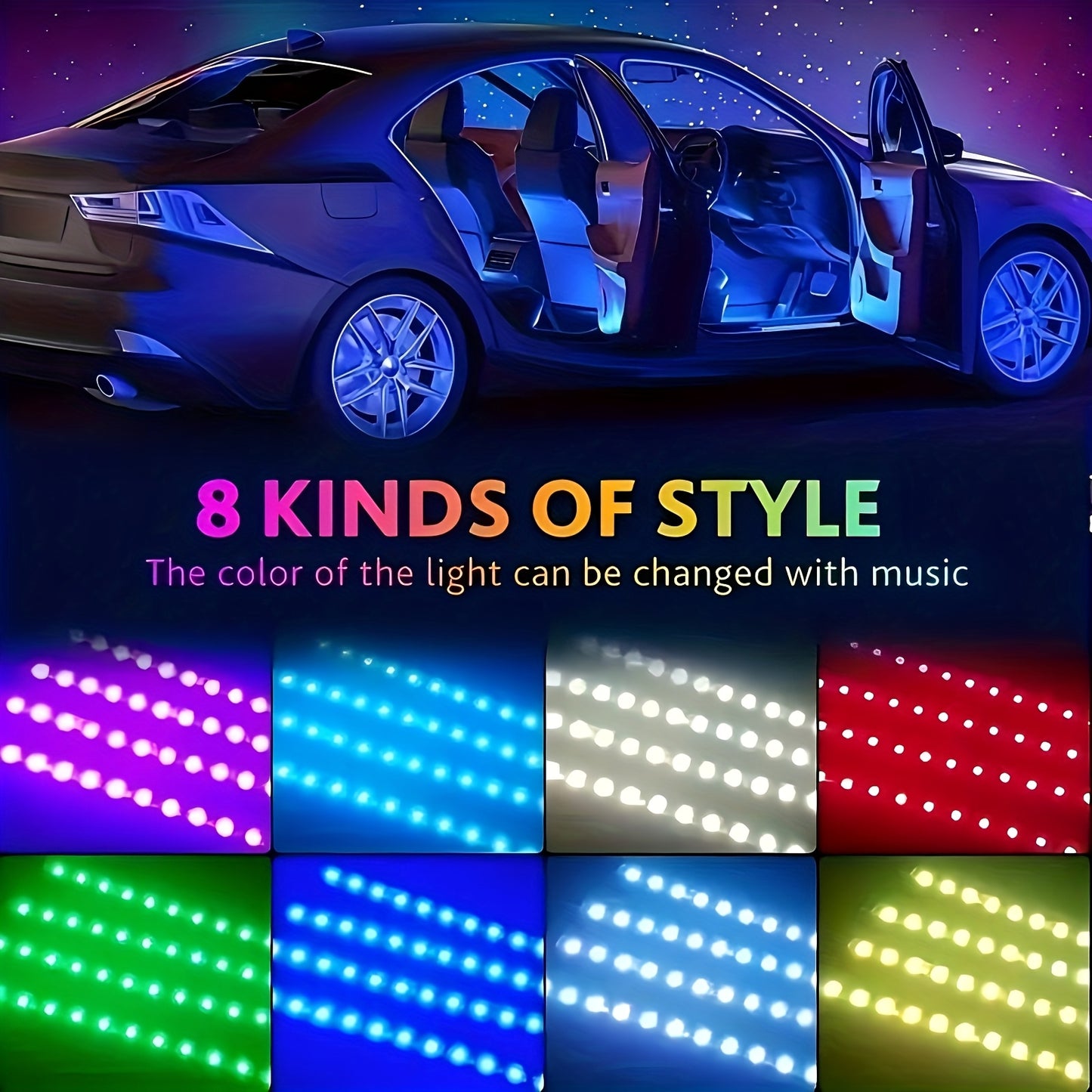 4pcs Car Interior Atmosphere Light