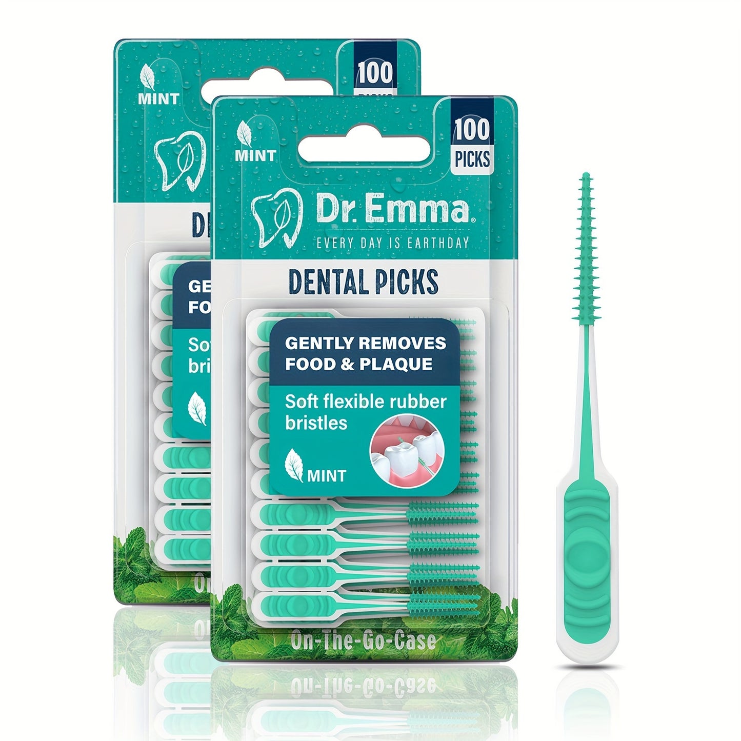 100pcs Dental Picks Mint Brush Picks