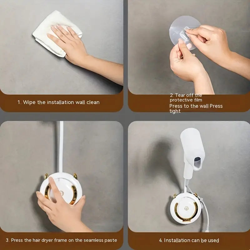 Universal Traceless Wall Mounted Hair Dryer Storage Rack