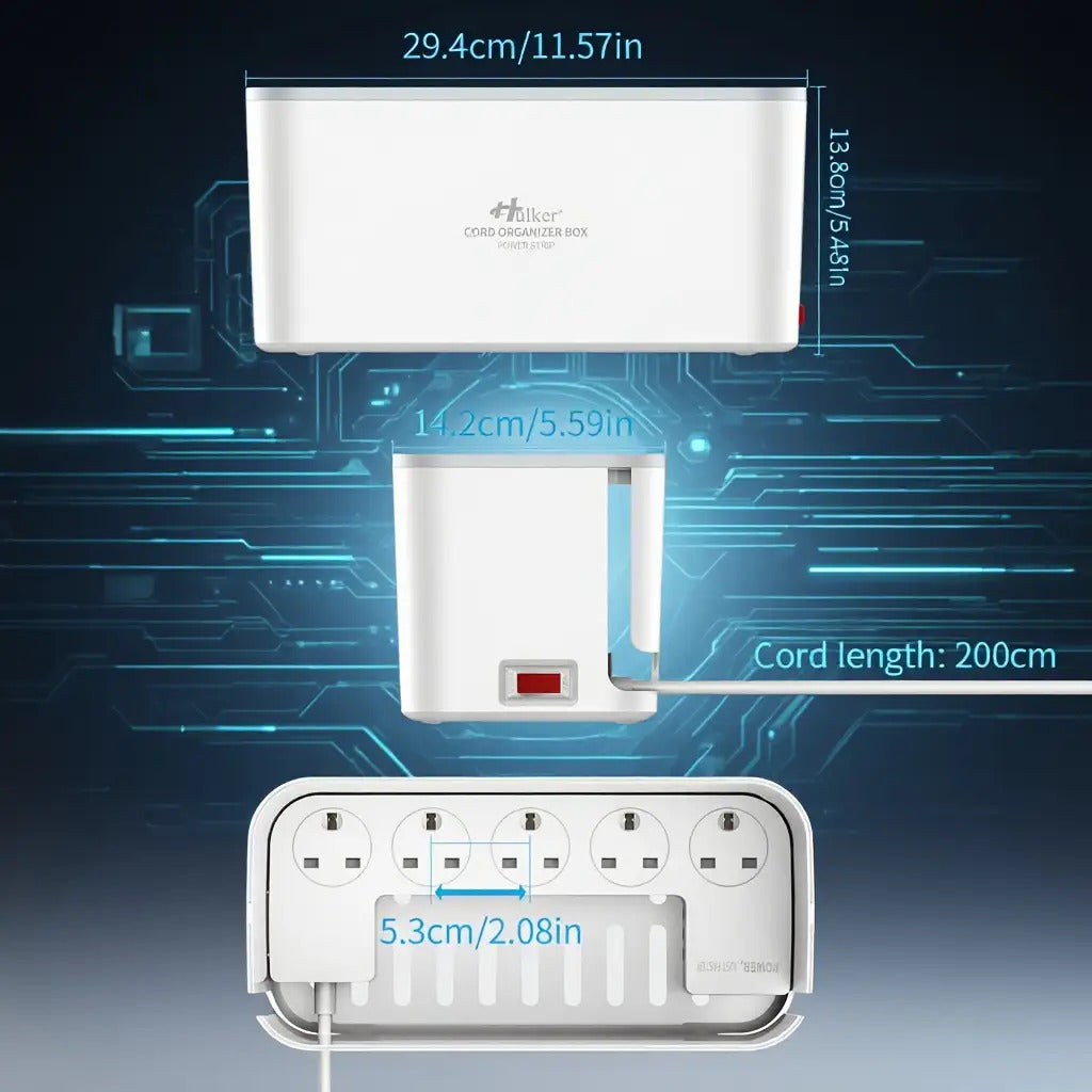 UK Plug Power Strip with 5 Outlet sockets & 3 USB Ports