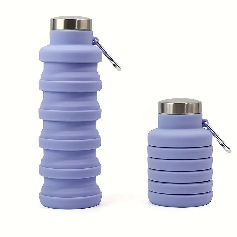 Collapsible Silicone Water Bottle with Carabiner