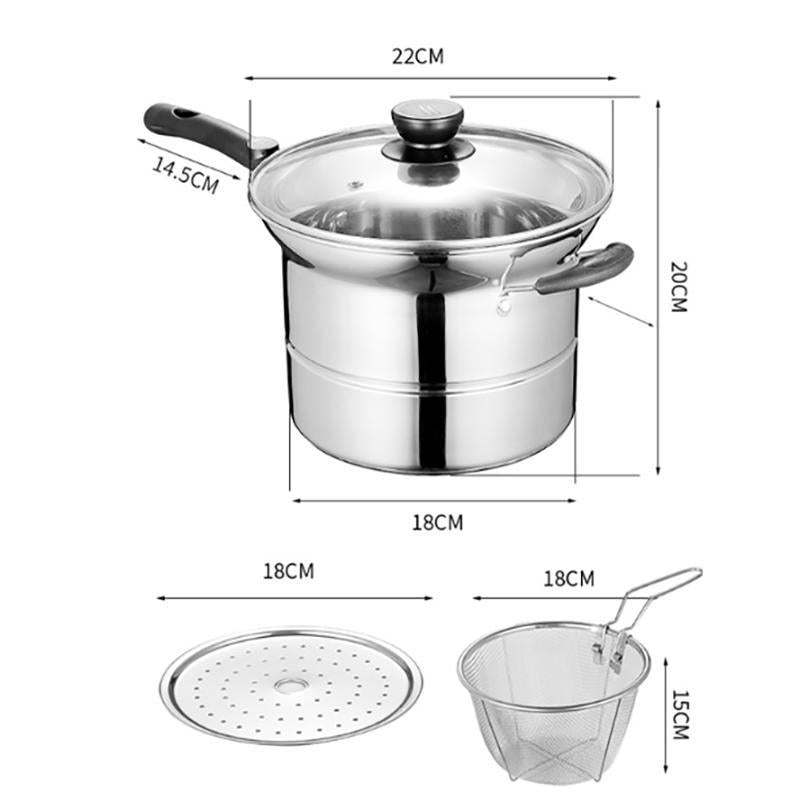 Multifunctional household stainless steel gas milk pot noodle pot