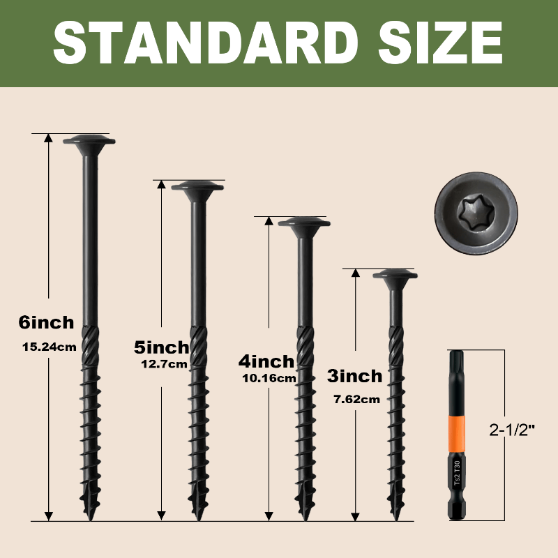 100pcs Black Carbon Steel Wood Screw Kit