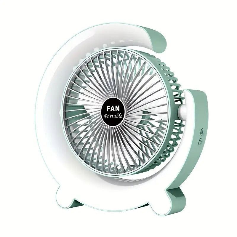 USB Desk Fan with LED Lighting - Quiet Portable Desktop Cooler