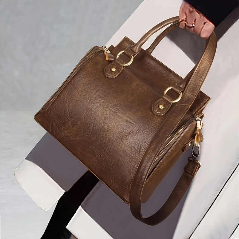 Stylish Retro Brown Faux Leather Women’s Crossbody Bag