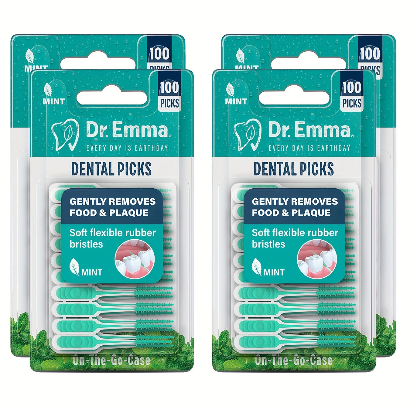 100pcs Dental Picks Mint Brush Picks