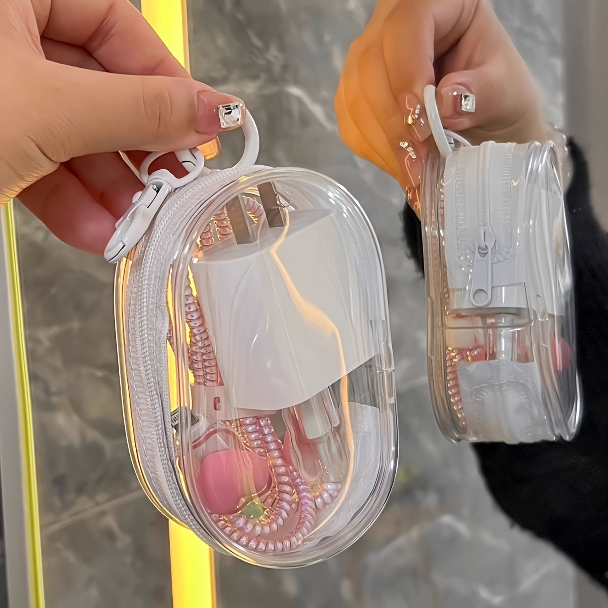 Transparent Mini Cable Organizer Boxes with Keychain