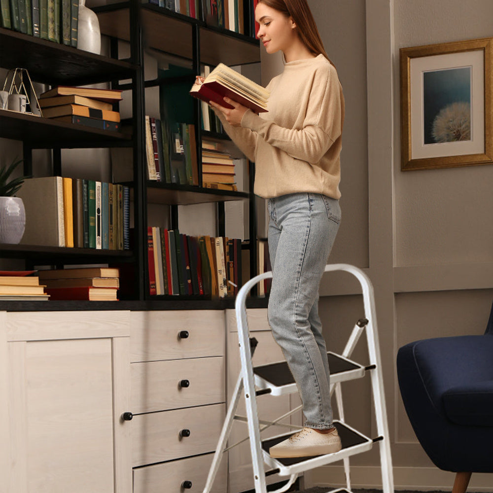 4 Step Ladder Folding Portable Heavy Duty Iron Anti-Slip Mat Stools