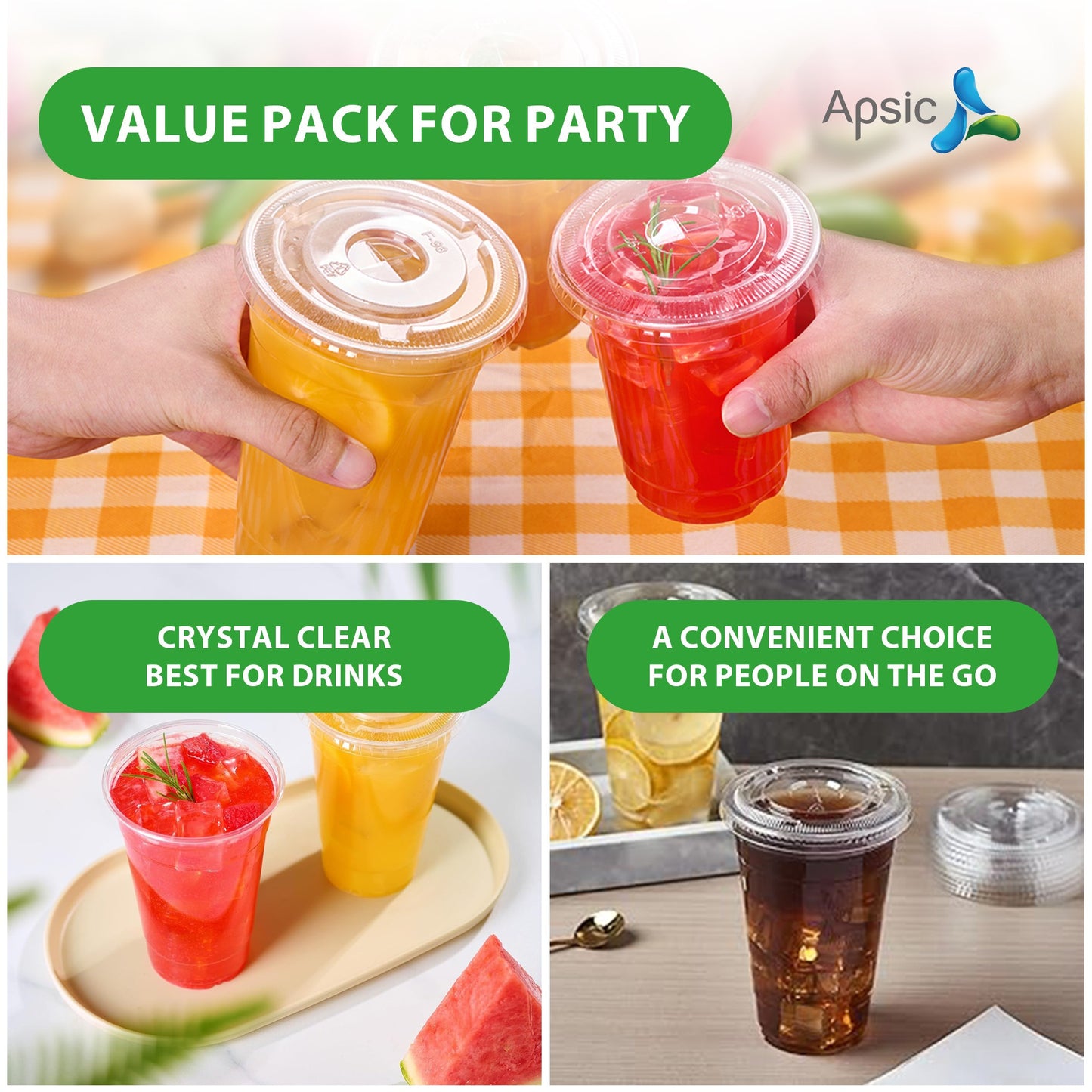 100 Set Clear Plastic Cups