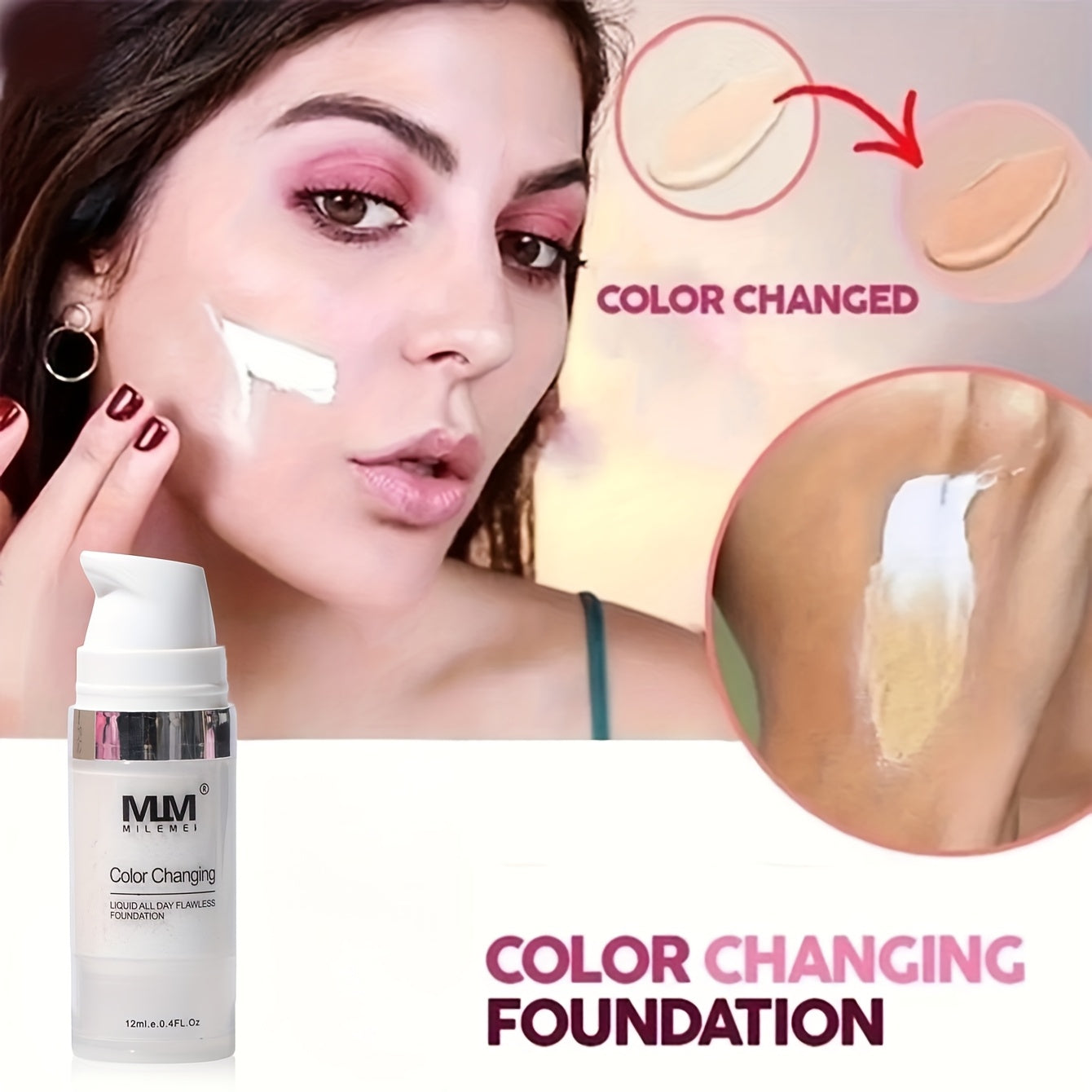 Long-Lasting Matte Finish Color Changing Liquid Foundation