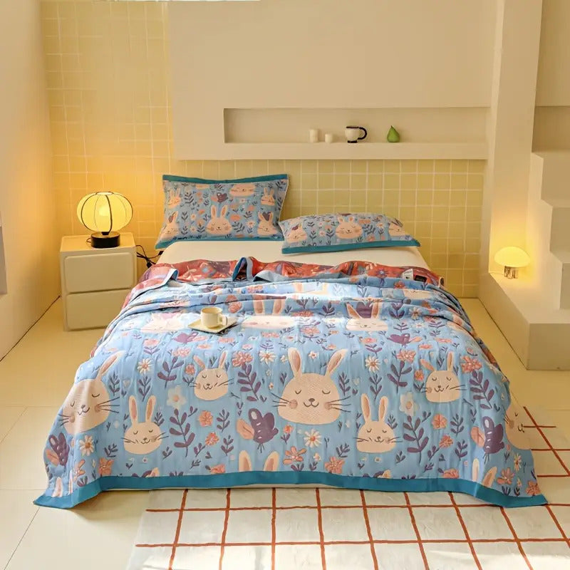 3pcs Soft Breathable Summer 3-Layer Mesh Towel Quilt Set