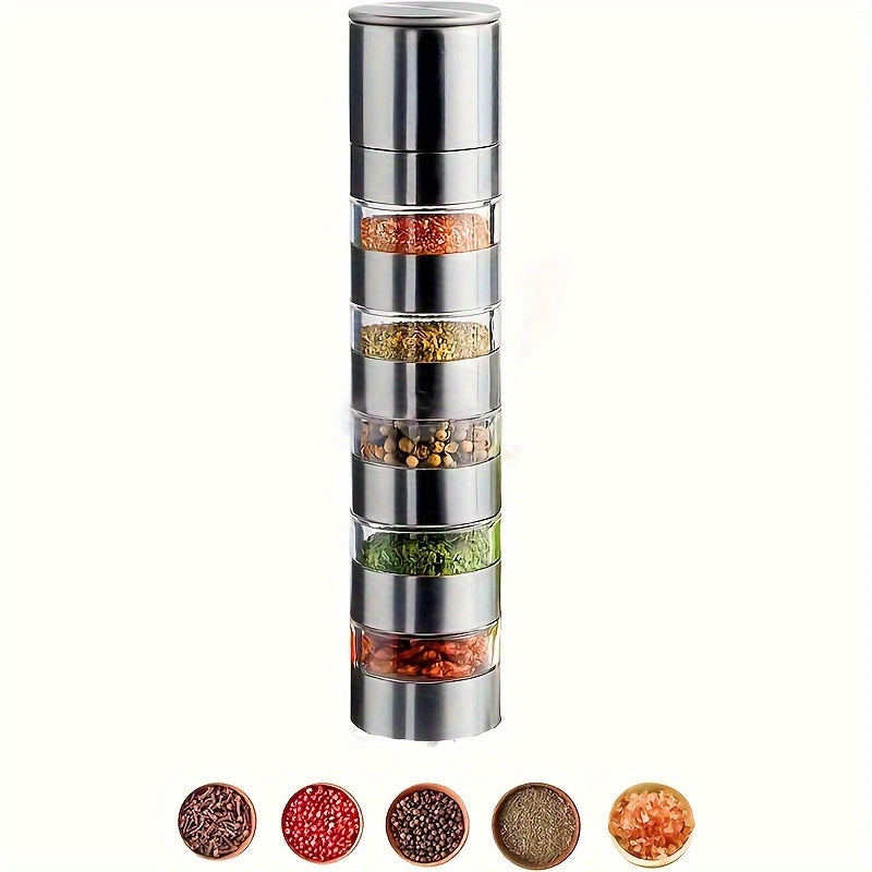 5-in-1 Stainless Steel Spice & Salt Grinder Set
