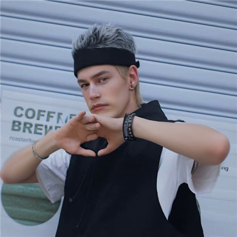 Men'S Hip-Hop Fashion Beanie with Faux Hair - Black Knit Skull Cap