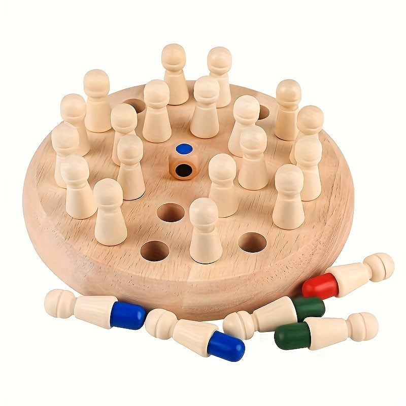 Wooden Memory Matching Game - Educational Chess Puzzle For Kids And Adults
