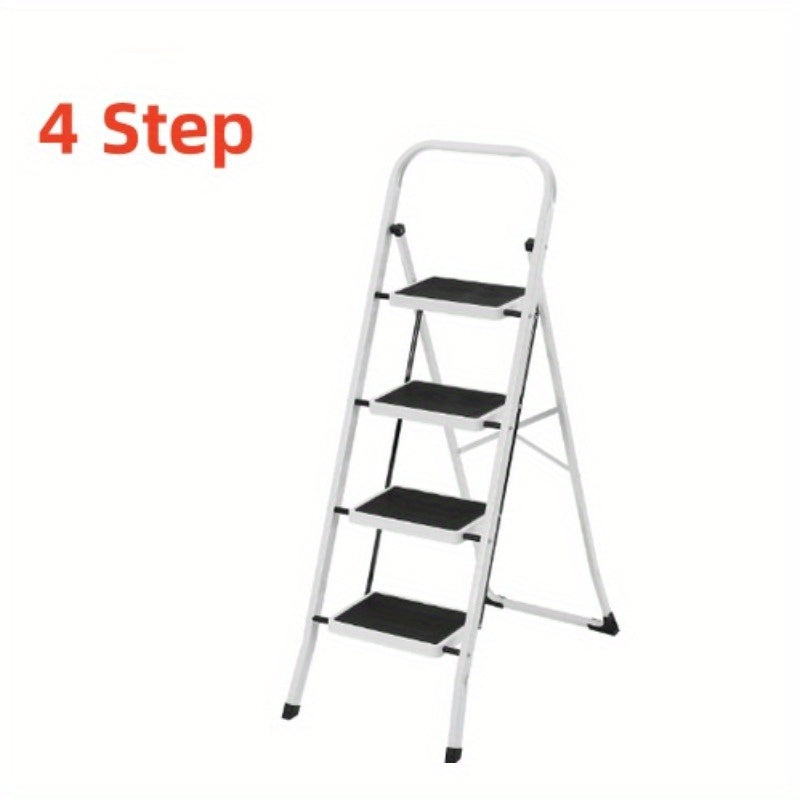 4 Step Ladder Folding Portable Heavy Duty Iron Anti-Slip Mat Stools