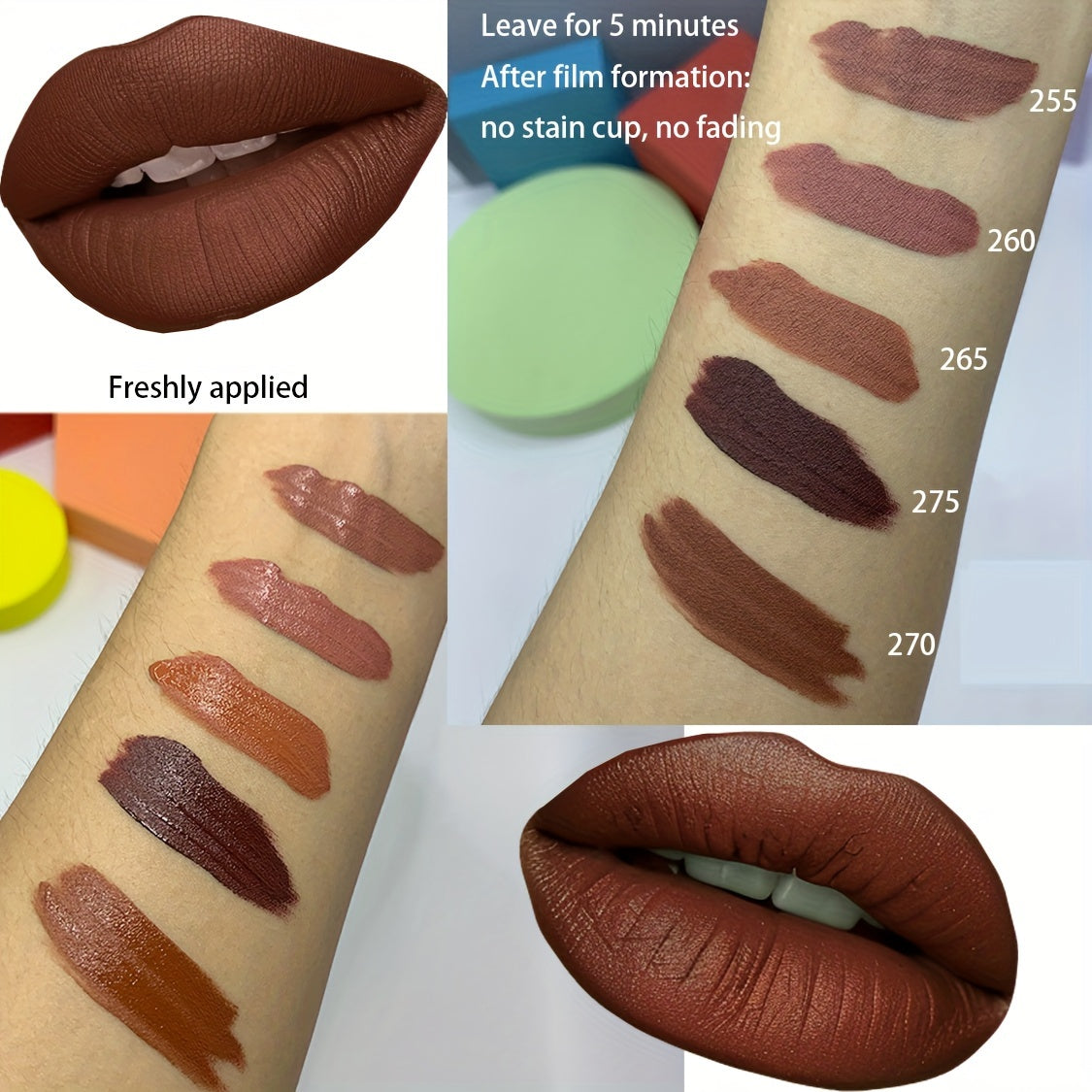 Coffee Color Matte Velvet Lipstick Set 5pcs