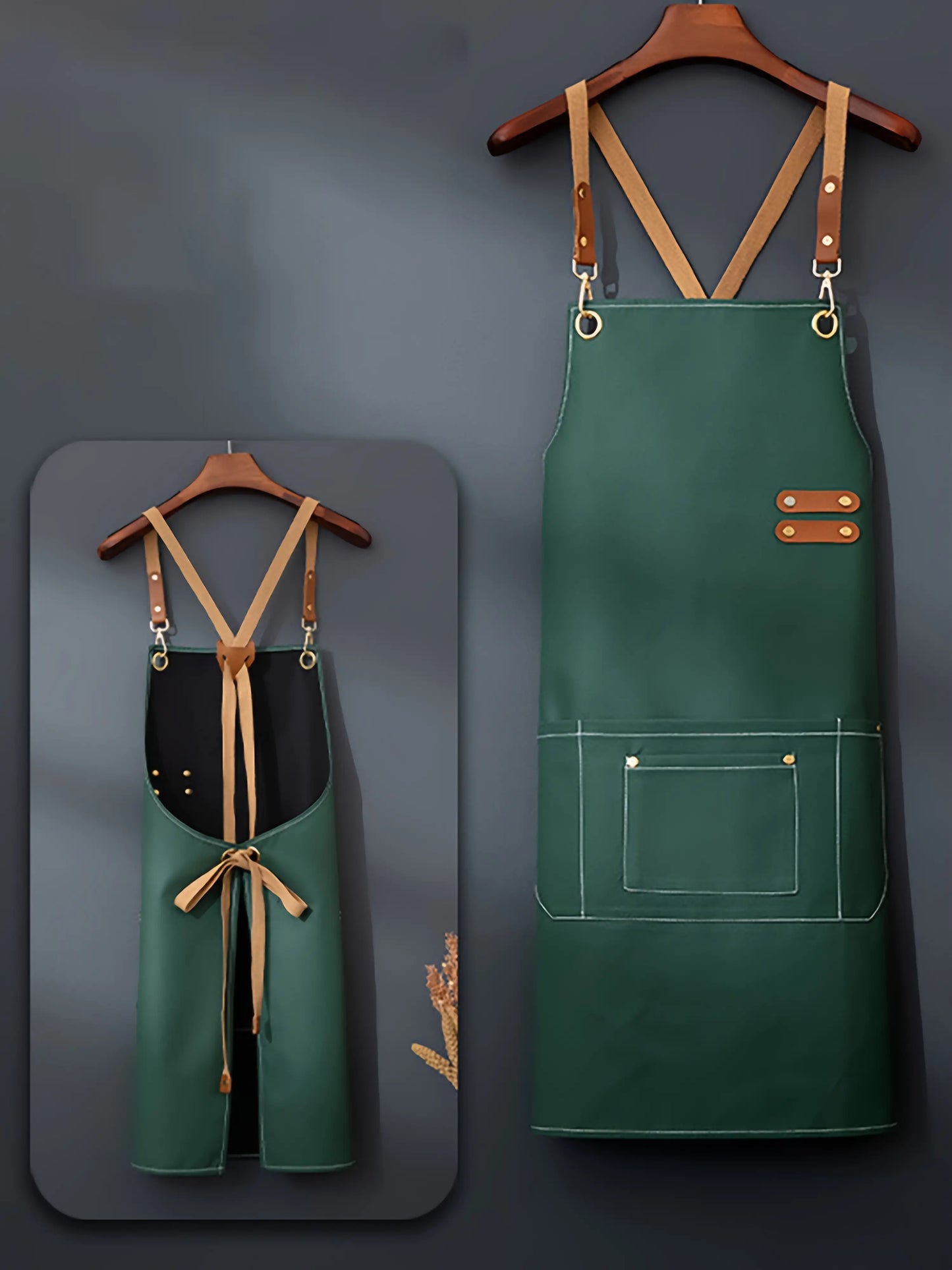 Artificial leather waterproof apron, light kitchen apron