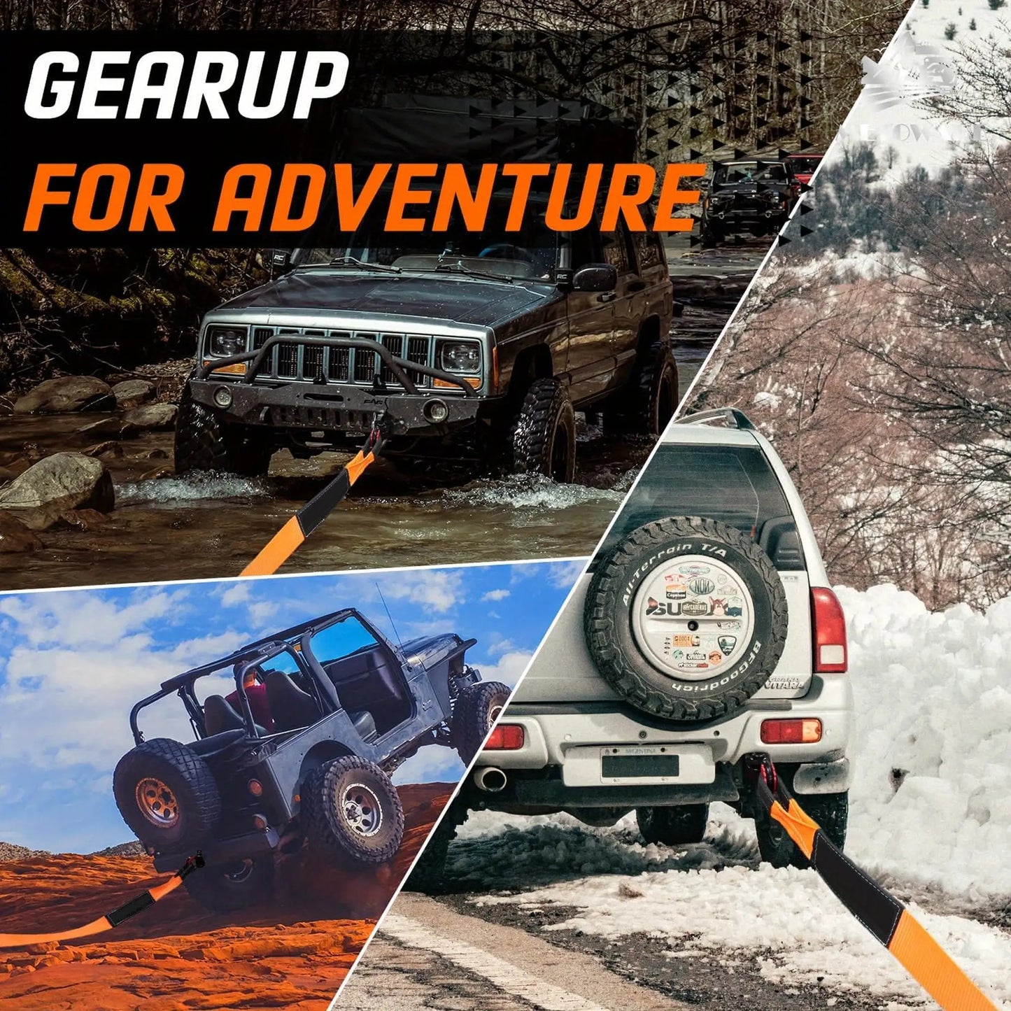 Emergency Towing Winch Line Extension, with Extra Large Portable Bag