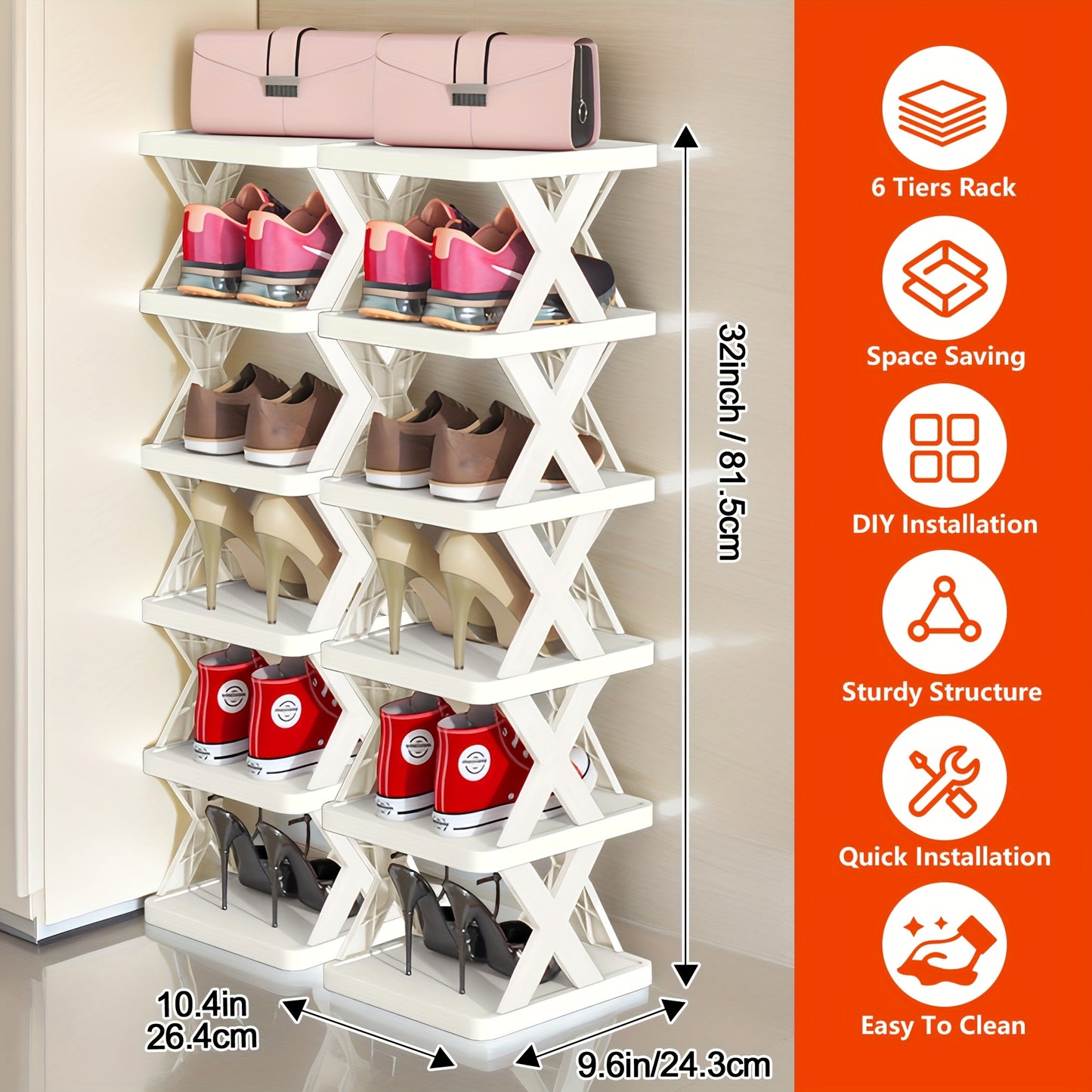 9 Tier Shoe Rack, Space-saving Vertical Shoe Rack