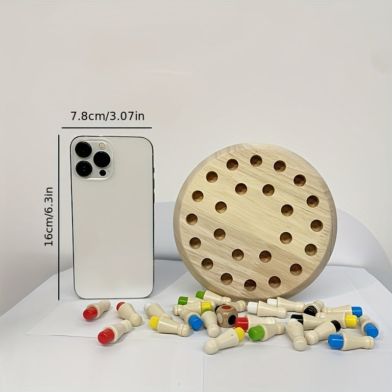 Wooden Memory Matching Game - Educational Chess Puzzle For Kids And Adults