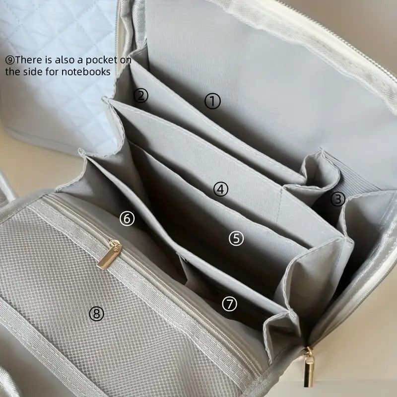 9 Compartments Large-capacity Zippered Pencil Case