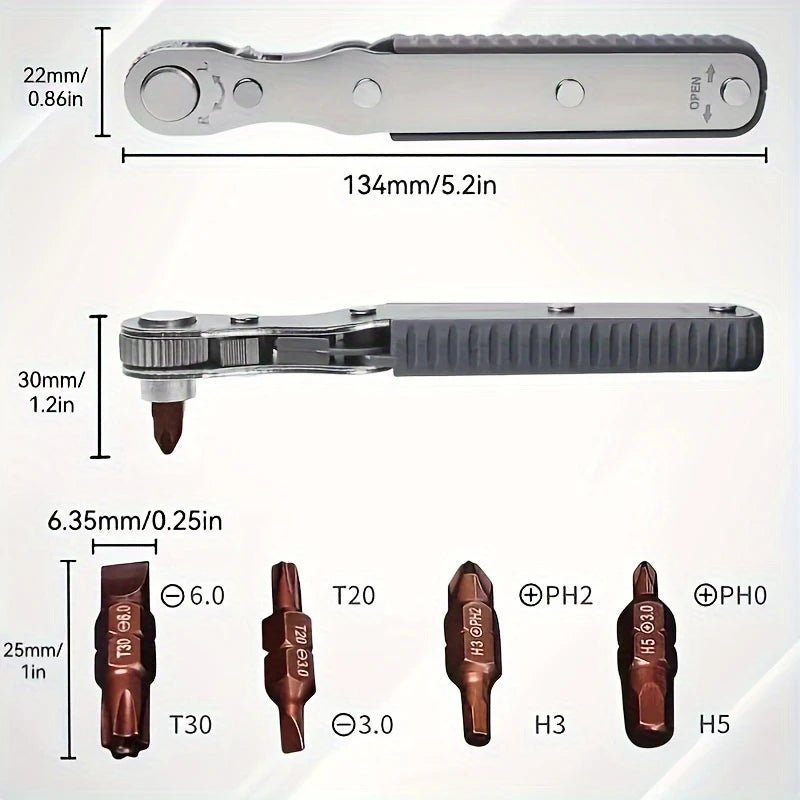 1/4 Ultra Low Profile Mini Ratchet Wrench