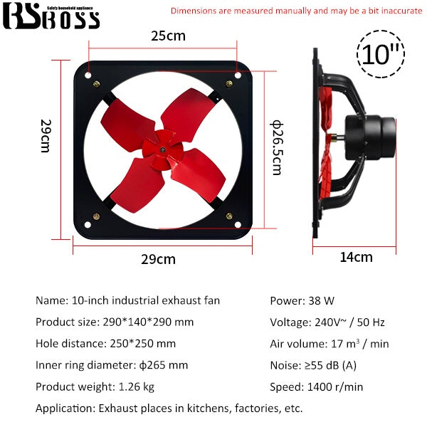 10inch Wall Type Light Duty Industrial kitchen ventilation fan
