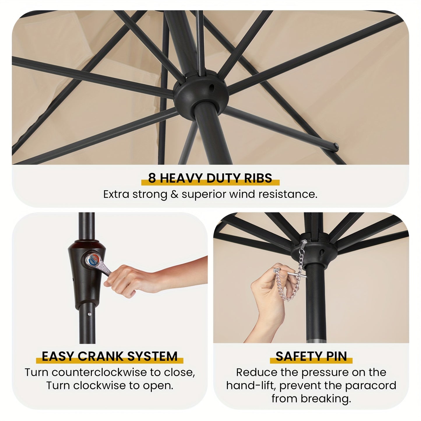 Solar-Powered Patio Umbrella with LED Lights