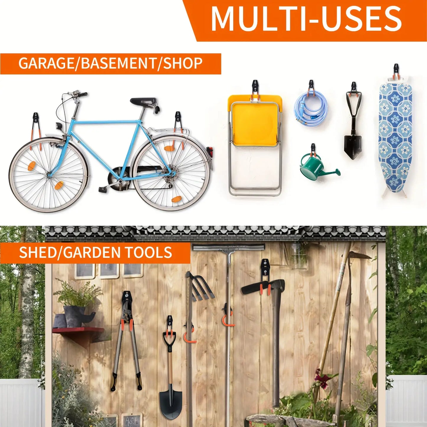 16-Piece Heavy-Duty Steel Garage Hooks