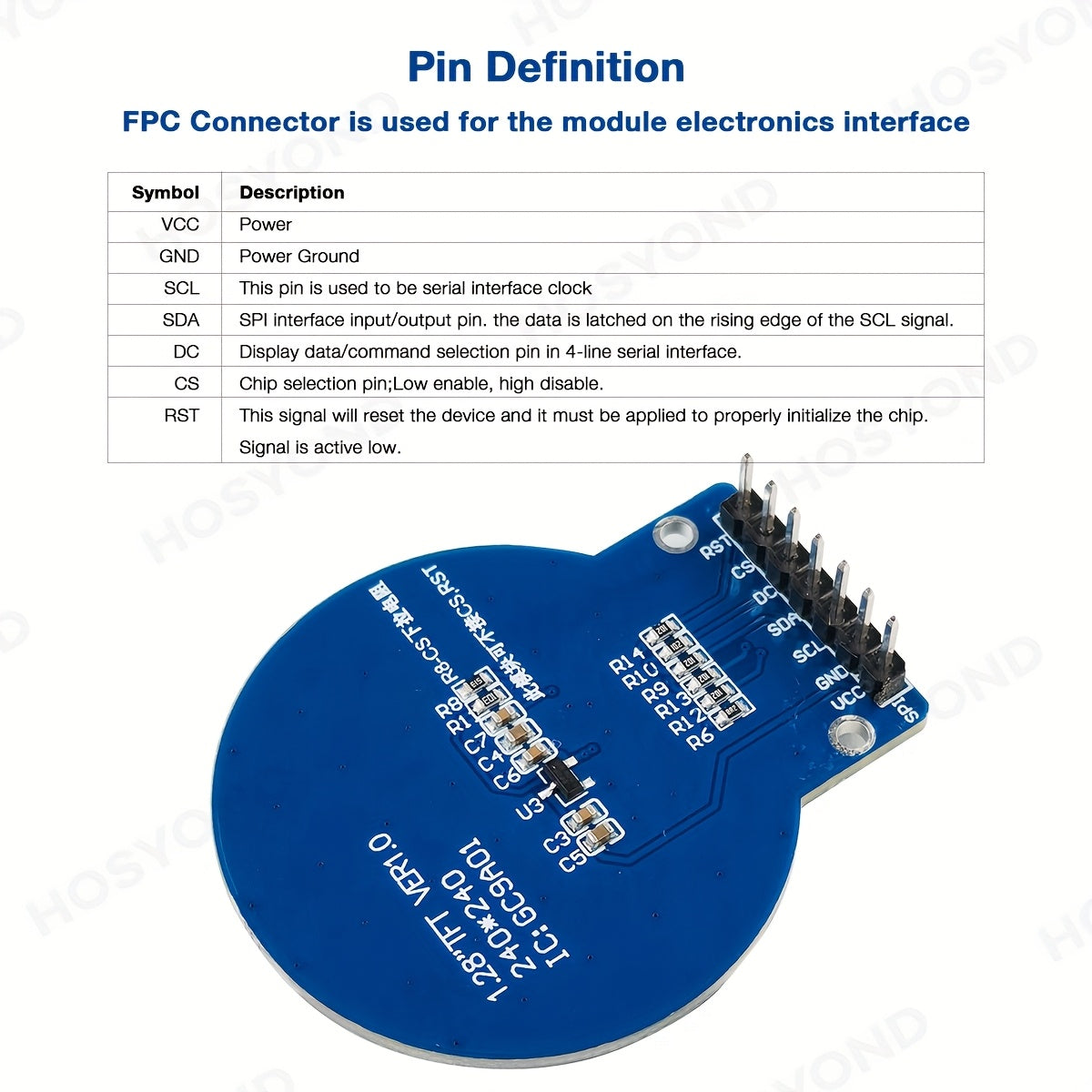 1.28 Inch LCD Display Module Round RGB 240 * 240 GC9A01 Driver