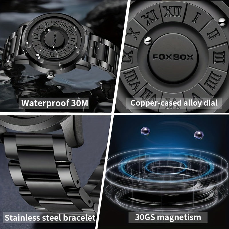 Fashion Men's Watch, Cool Dial Display Design WaterproofRotating Magnetic Bead Watch