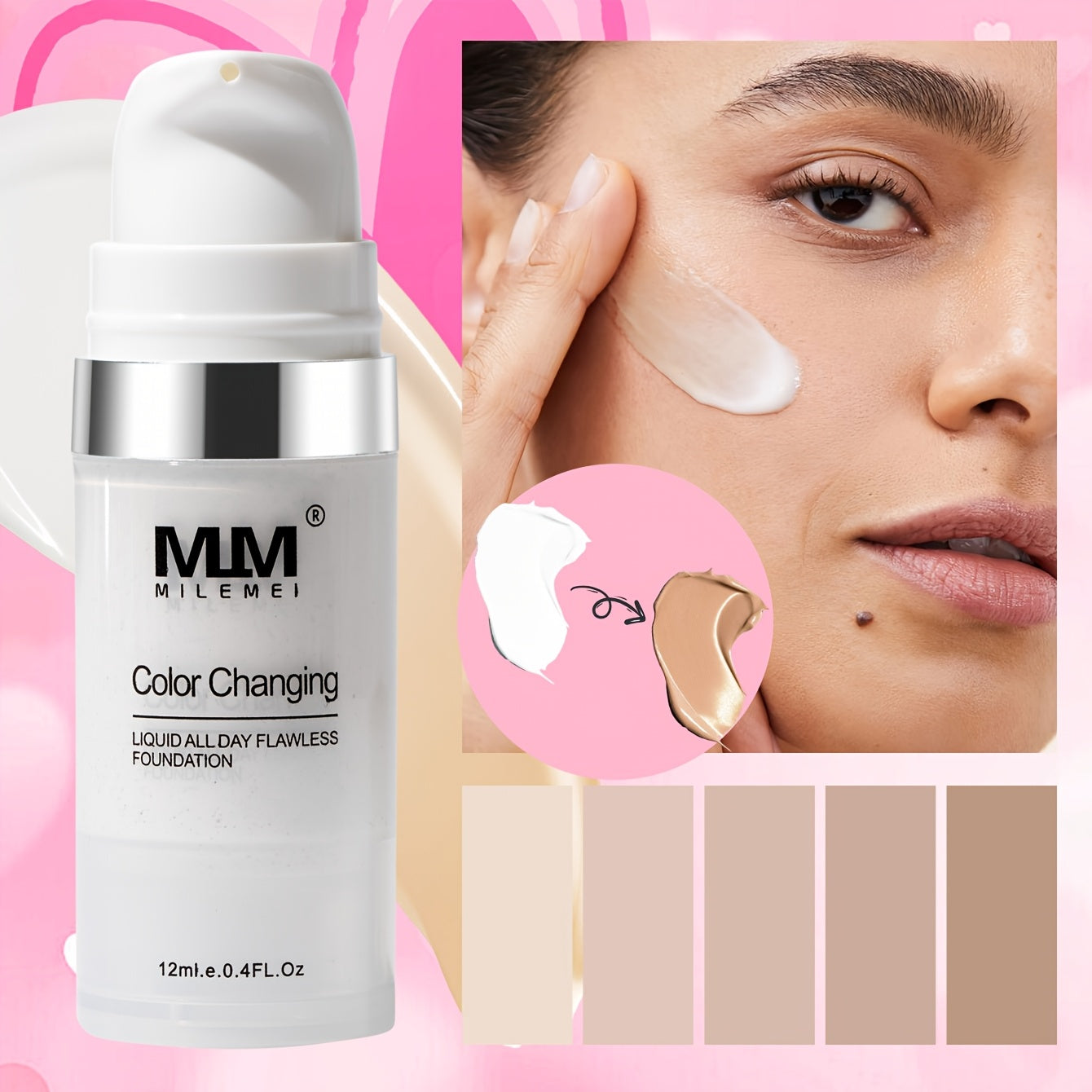 Long-Lasting Matte Finish Color Changing Liquid Foundation
