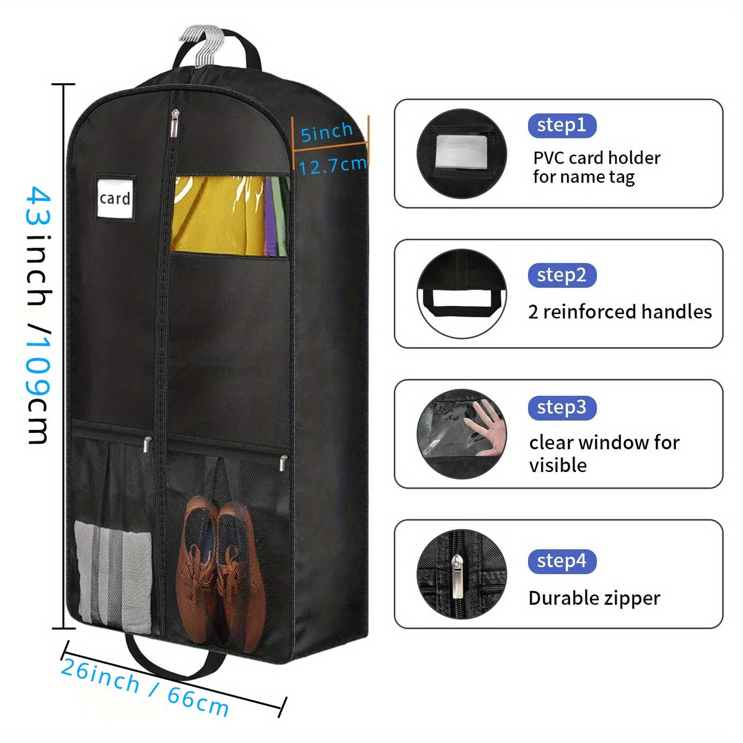 3pcs Heavy-Duty 5" Gusseted Garment Bags