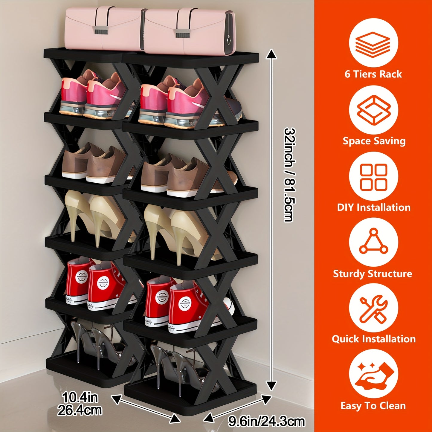 9 Tier Shoe Rack, Space-saving Vertical Shoe Rack