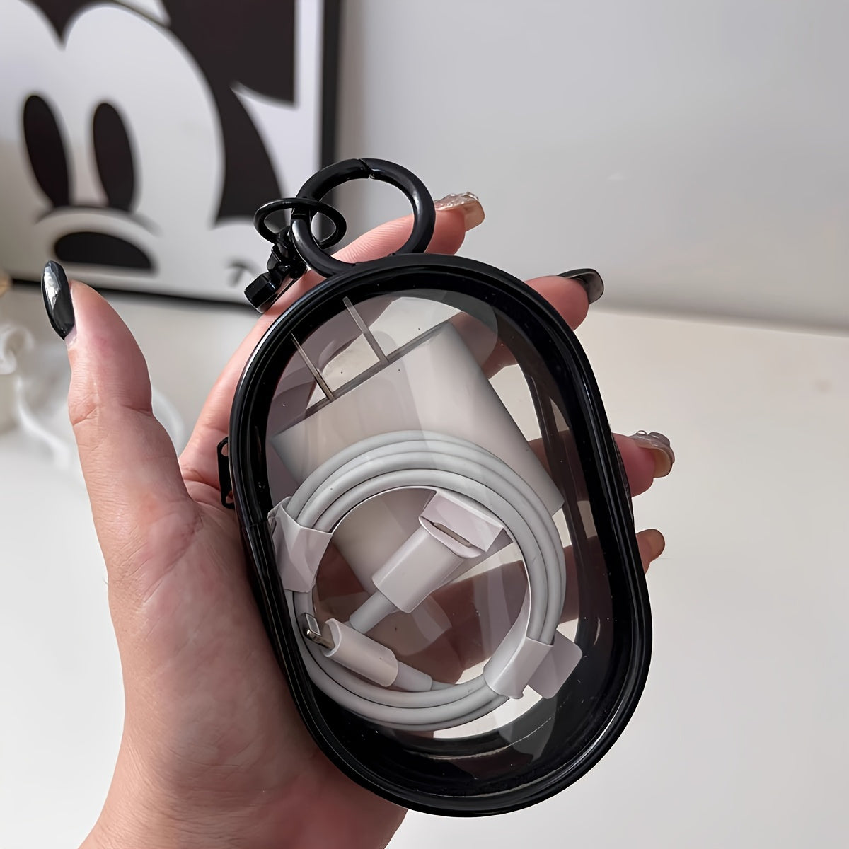 Transparent Mini Cable Organizer Boxes with Keychain