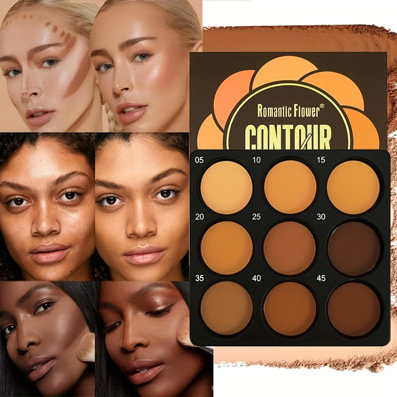 9-Color Dark Bronze Powder Palette