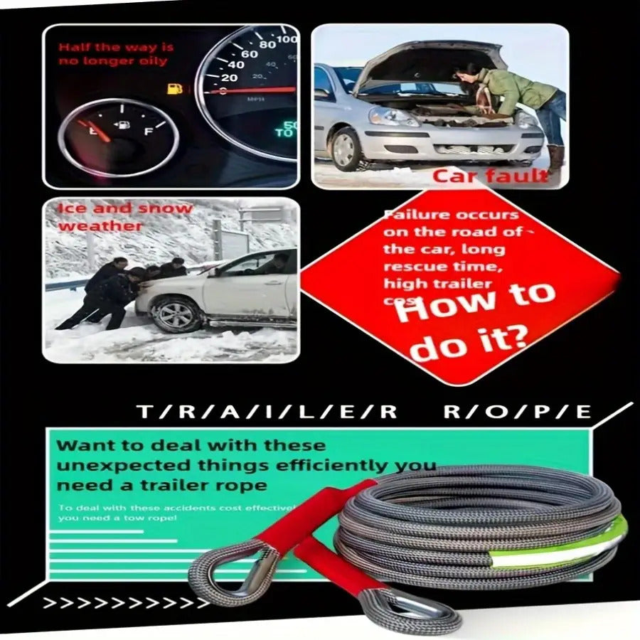 Heavy-Duty 5/9m Trailer Rope Towing Strap Recovery Kit