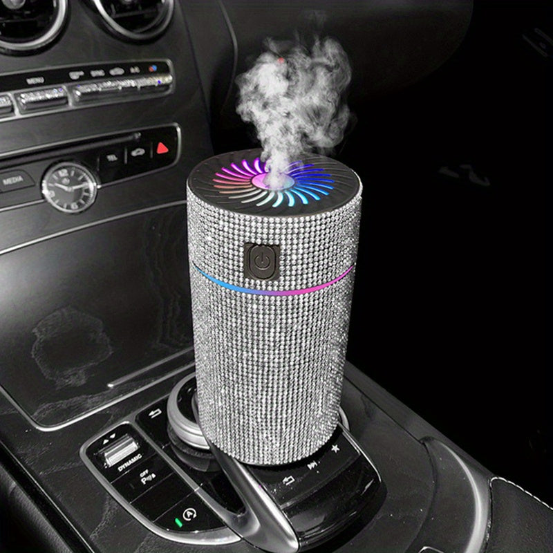 Deluxe Rhinestone Car Diffuser Humidifier, LED Light Aromatherapy Air Freshener