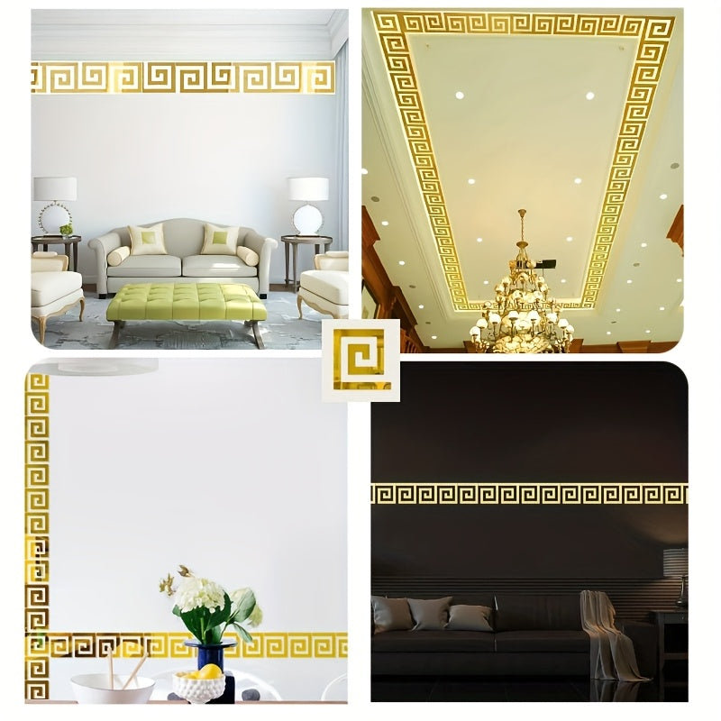 30pcs Glam Style Geometric Pattern Acrylic Mirror Wall Stickers