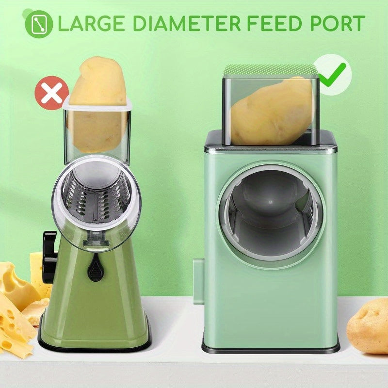 Upgraded Manual Rotary Cheese Grater & Vegetable Slicer