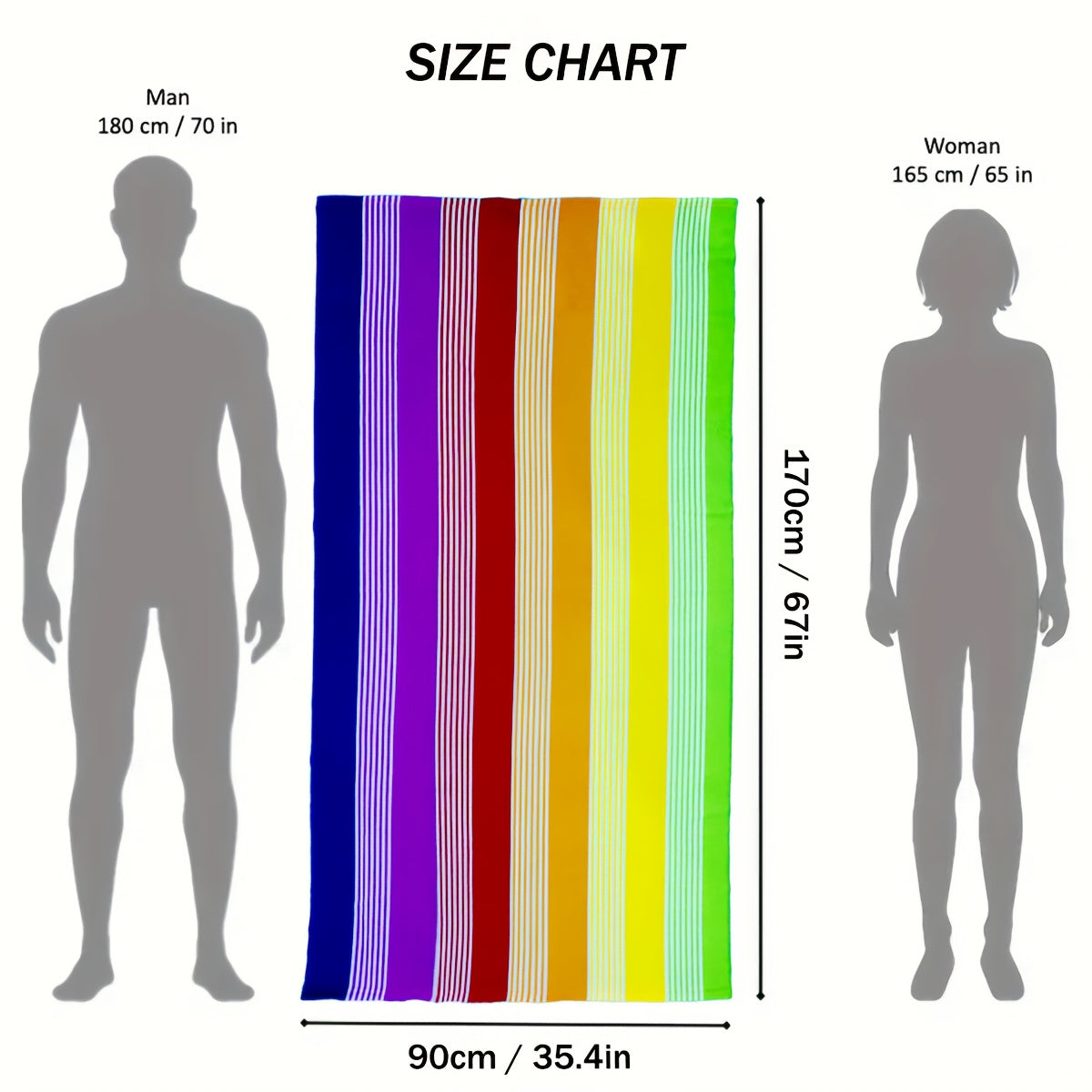 Super Soft Extra Large Rainbow Striped Beach Towel - Vibrant Rainbow Colors