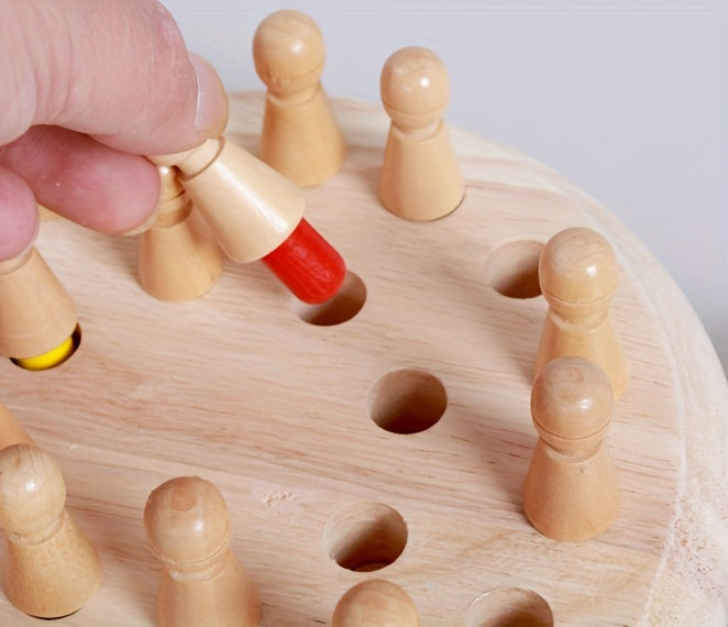 Wooden Memory Matching Game - Educational Chess Puzzle For Kids And Adults