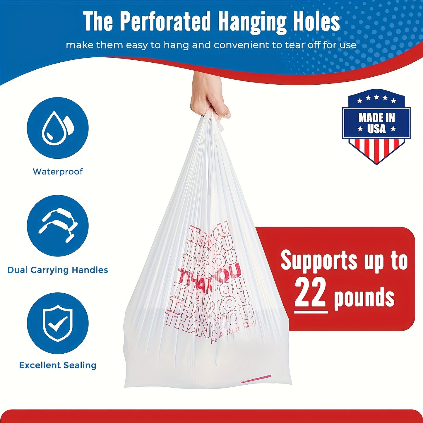 100pcs Heavy-Duty High Quality Reusable Shopping Bags