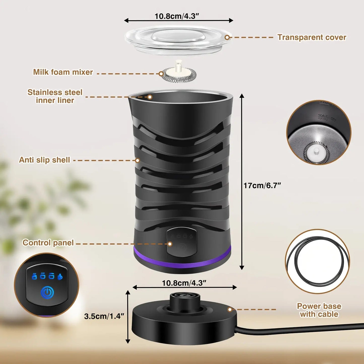 Milk Frother Electric 4 In 1