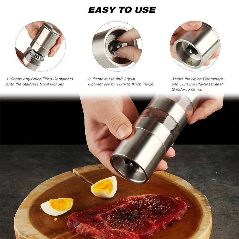 5-in-1 Stainless Steel Spice & Salt Grinder Set