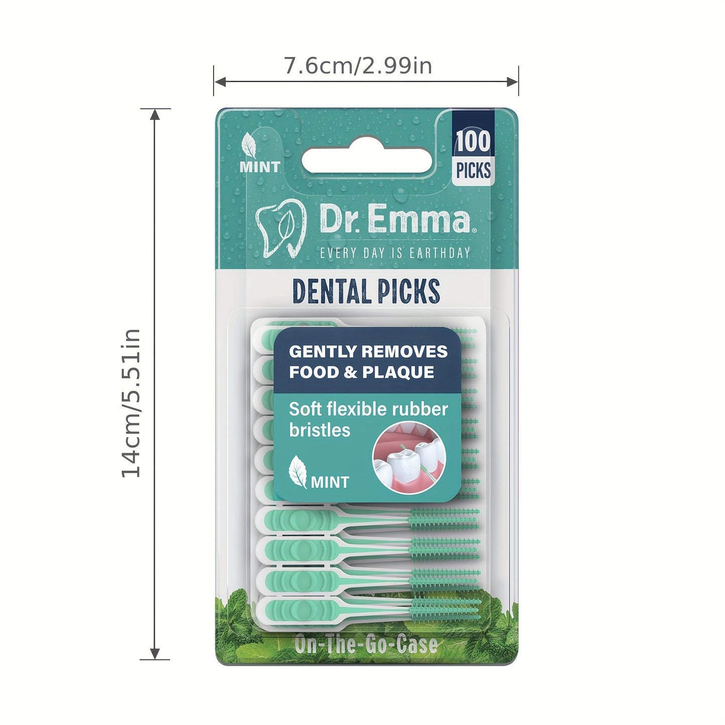 100pcs Dental Picks Mint Brush Picks
