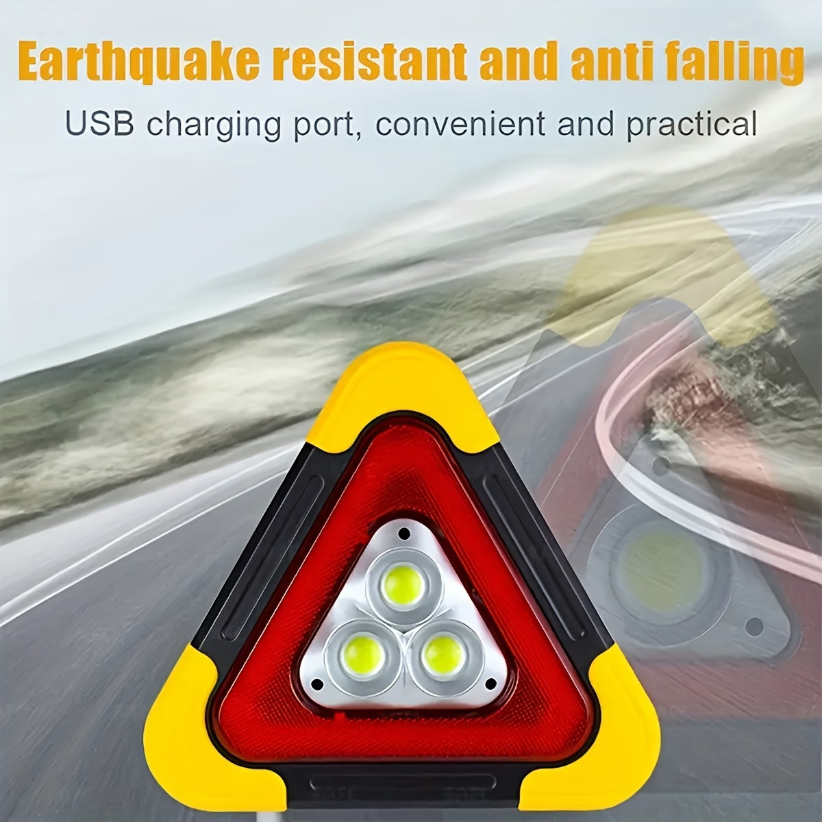 2pcs Solar-Powered LED Triangle Signal Lamp