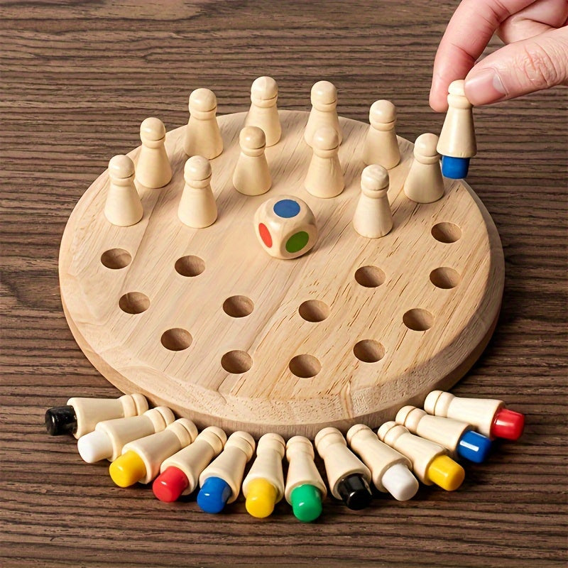 Wooden Memory Matching Game - Educational Chess Puzzle For Kids And Adults